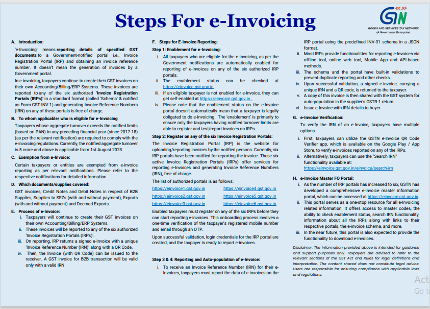 Steps for E-invoice